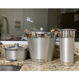 Lixeira Porta Sabão e Detergente Cozinha Kit Pia Conjunto de Aluminio Polido Escovado