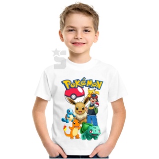 Camiseta camiseta infantil desenho Pokémon Personagens Personalizada