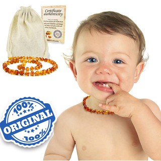 Colar Âmbar Báltico Bebê Dentição Infantil 33 Cm Certificado