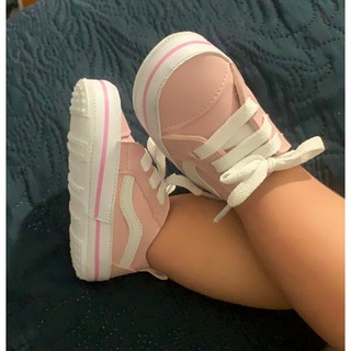 tênis de bebê menina recém nascido estilo mini vans rosa qualidade e conforto