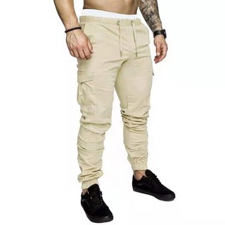 Calça Cargo Jogger Masculina Sarja Colorida Com Elástico Slim Fit Promoção