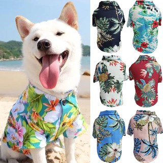 Árvore Imprimir Coco Pet Roupas Pequenas Médias E Grandes Cães Praia Respirável Pet Camisas Do Cão Camisas / Multicolor