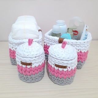 Kit Higiene Para Bebê 4 Peças - Kit Higiene de Crochê - Kit Higiene de Fio de Malha