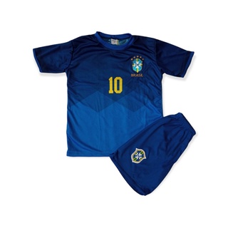 Camisa e Shorts Time de Futebol Seleção Brasileira Uniforme Infatil