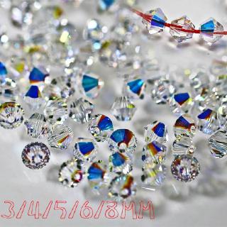 3/4/5/6/8MM Crystal AB Color Bicone Beads Austria Crystal Beads Jewelry Necklace & Bracelet White AB for Jewelry Making
