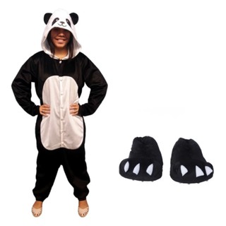 Kigurumi Panda + Pantufa - Pijama Cosplay Macacão (1)