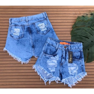 Short Jeans Feminino Cintura Alta Shorts Hot Pant Shorts Desfiado Moda Fashion Primavera Verão Bermuda Oferta (6)