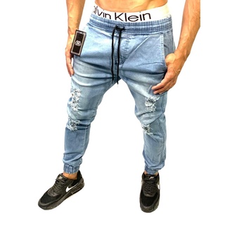 calça jeans masculina rasgado jogger clara barata