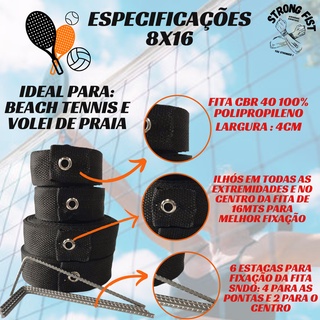 Faixa de Dermarcação Areia - Beach Tennis Volei de Praia Dimensões 8x16 - 40mm Largura Fita de Marcação (7)