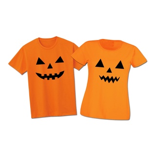 Kit Camisetas Casal Halloween Abóbora UMA BABY LOOK FEMININA E UMA CAMISETA MASCULINA