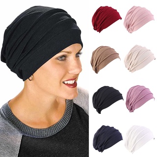 Lonfy Touca / Lenço / Turbante Feminino De Algodão Elástico De Inverno Para Perda De Cabelo / Hijabs / Multicolorido (7)