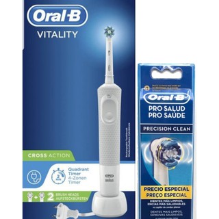 Escova Elétrica Recarregável Oral B Vitality + 2 Refis 110v
