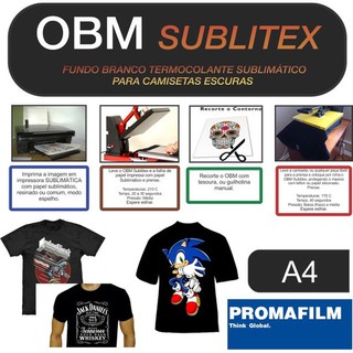 Obm Sublitex Para Camisetas Escuras C/10 - Formato A4 (3)