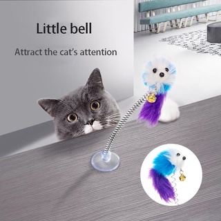 Brinquedo de gato de estimação otário forma de rato de pena de primavera brinquedo interativo engraçado para gatinho