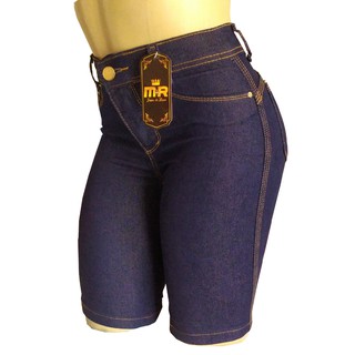 Kit 3 Bermuda Jeans Feminina Cintura Alta Plus Size Lycra (4)