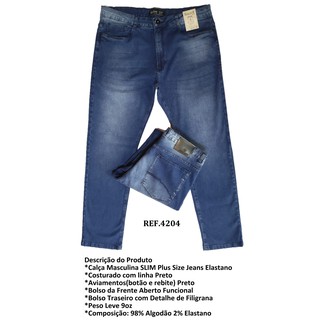Calça Masculina Slim Plus Size Jeans Elastano (1)