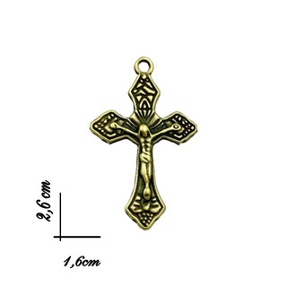 Crucifixo para terço ouro velho - Cruz pequena 10 peças