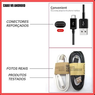 Cabo Carregador V8 Micro USB Celular Smartphone Samsung Motorola Xiaomi Android (2)