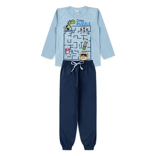 Conjunto pijama inverno masculino manga longa e calça infantil tamanhos 4/6/8.