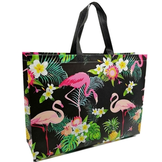 Bolsa De Compras De Tecido Dobrável Com Estampa De Flamingo Não Tecido Eco