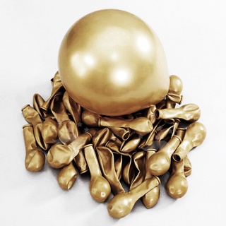 25 Balões Metalizados Dourado Nº5 Bexigas Cromadas (Pequenos 12cm) - Decoração de Festa Aniversário Topo de Bolo Balloon Cake