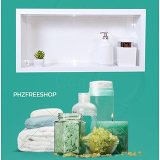 Nicho Porcelanato Banheiro Embutir Box Porta Shampoo - Toalha Borda de Alumínio Branco Polido