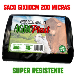Saco De Silagem 51x110 200 Micras Pacote Com 200 Unidades