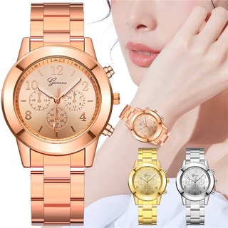 Genebra Assistir Mulheres Ouro Rosa Prata Aço Inoxidável Cinto Relógio De Pulso | Geneva Watch Women Rose Gold Silver Stainless Steel Belt Wrist Watch