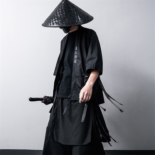 Casaco/Cosplay Samurai Algod The Black Fashion Haori Kimono 2022