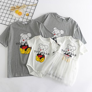 INS2020 Camiseta De Verão Para Pais E Filhos De Manga Comprida Com Desenho De Urso/Mãe