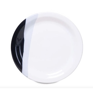 Jogo 6 pratos rasos cerâmica branco e preto