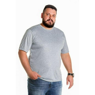 Camiseta Plus Size Cinza Mescla 100% Poliéster
