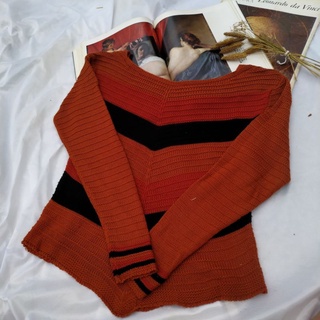 Suéter de Crochê Argyle Vintage Aesthetic Cores Quentes