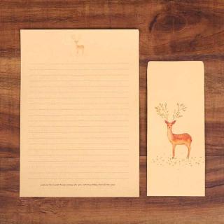 10 Folhas Conjunto De Papel Vintage Com Envelopes Design Retrô / Cervos / Escrita / Papelaria