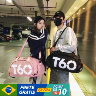 Bolsa mala t60 academia bagagem viagem Fitness Transversal Casual com bolso impermeavel