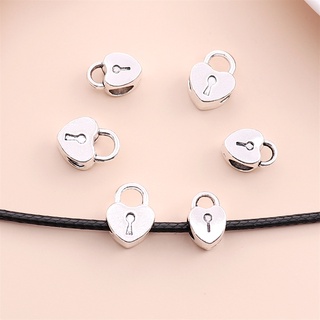 10 Pçs/set Prata Banhado A Fechadura Do Coração Bead Acessórios Para As Mulheres Estilo Pandora Charm Bracelet Colar Fazer Jóias
