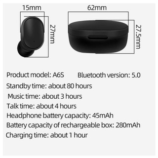 A6S Airdots Tws Fones De Ouventude Bluetooth 5.0 Juventude Verdadeiro Fones De Ouvido Sem Fio (6)