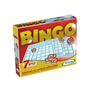 Jogo de Bingo 20 Cartelas 75 Pedras Madeira Reflorestada Xalingo Brinquedos
