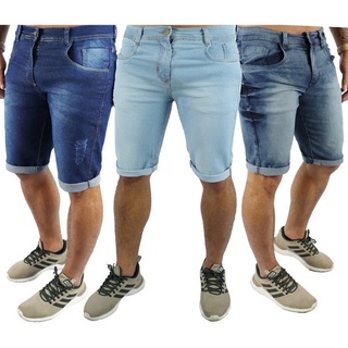 Bermudas Masculinas Jeans Com Lycra Slim Fit Qualidade Prime/Premium
