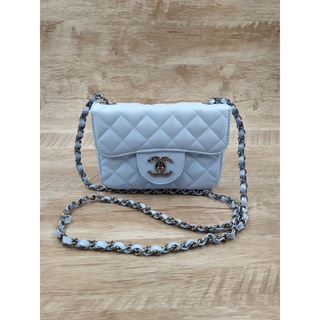 Bolsa Feminina Chanel baby com alça Transversal Corrente Azul Promoção