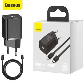 Kit Carregador Baseus Super SI USB-C PD 20W + Cabo iPhone USB-C Carga Rápida