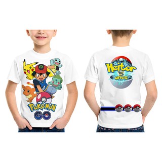 Camiseta Infantil Pokemon Go Ash Pikachu Personalizado