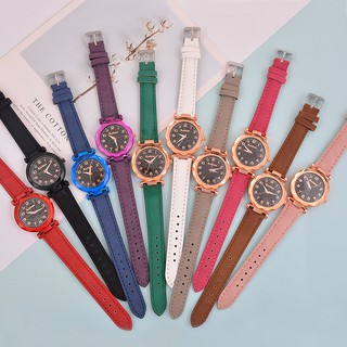 Relógio de quartzo feminino / pulseira de couro casual (1)