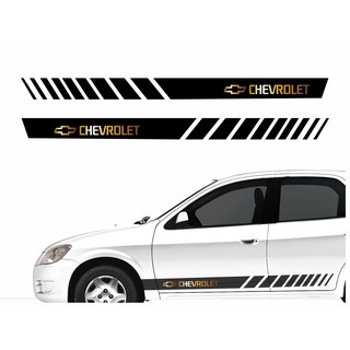 Par Adesivos Chevrolet Celta Faixas Lateral Emblema Kit Carro R514