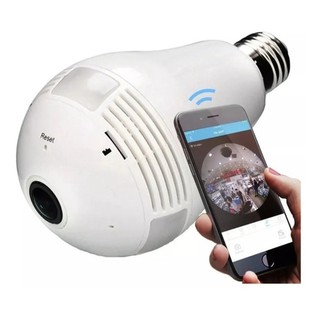 Lâmpada Espiã Câmera Visão Noturna Ip Led Wifi Hd Panorâmica VR CAM (3)