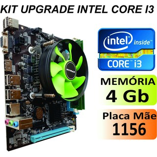 Kit i3 2,9ghz Placa Mãe H55 1156 Memória 4gb (ou 8GB) Ddr3 + cooler + SSD (opcional) Tudo Novo
