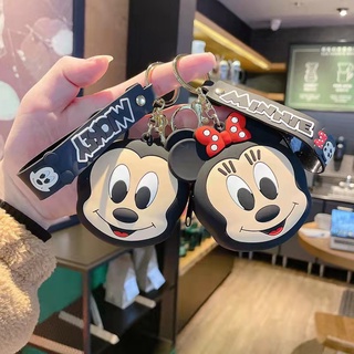 Mini Bolsa Chaveiro em Silicone com Zíper Minnie Mickey para Moedas