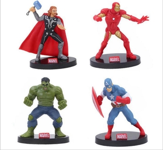 4 Pcs Superman Marvel Avengers Capitão América Homem De Ferro Hulk Thor Action Figure Brinquedos Enfeites De Mesa Bolo Decorações