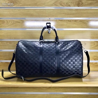Bolsa de viagem de couro original Louis Vuitton, LV nova bolsa de viagem Keepall 50 [com alça de ombro] bolsa de ombro