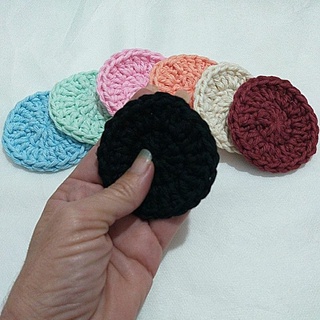 Ecopads de Crochê, 100% algodão, disco reutilizável.